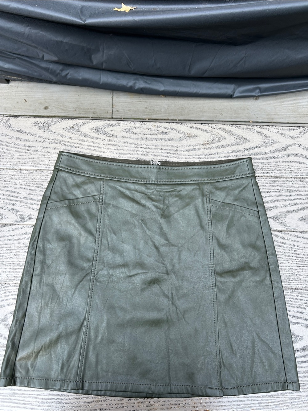LOFT Olive Faux Leather Mini Skirt
